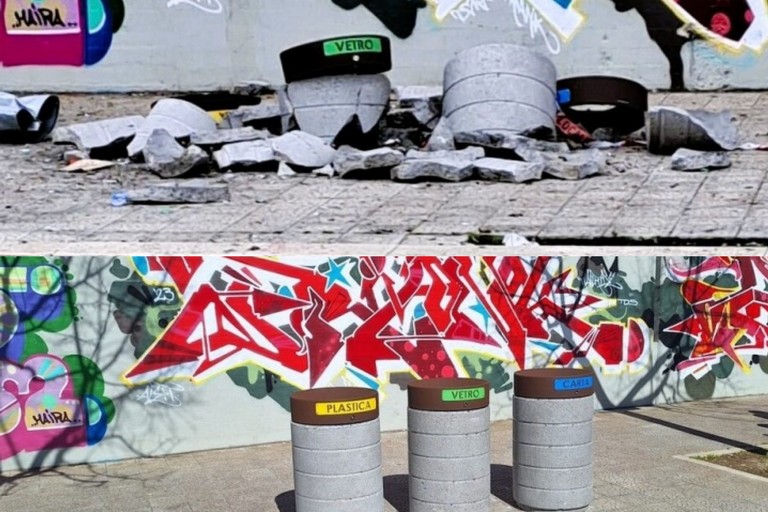 Contenitori stradali distrutti da atto vandalico - Altamura