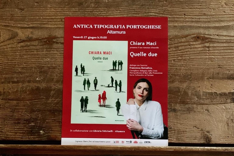 Immagine del post 8985 - Altamura Libri: Chiara Maci presenta "Quelle due" nell'Antica Tipografia Portoghese - Altamura