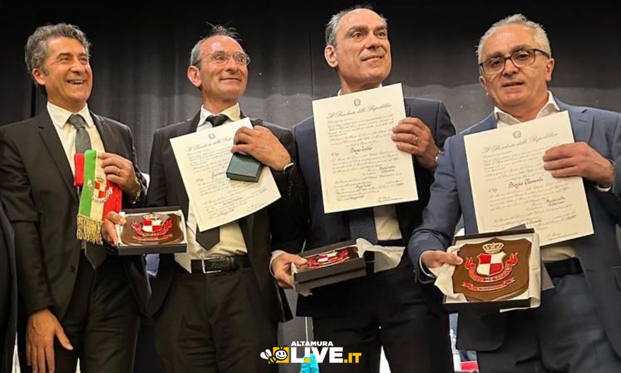 Gli altamurani Diego Tritto, Biagio Clemente e Giovanni Sardone premiati con “Stelle al Merito del Lavoro” a Bari - Altamura