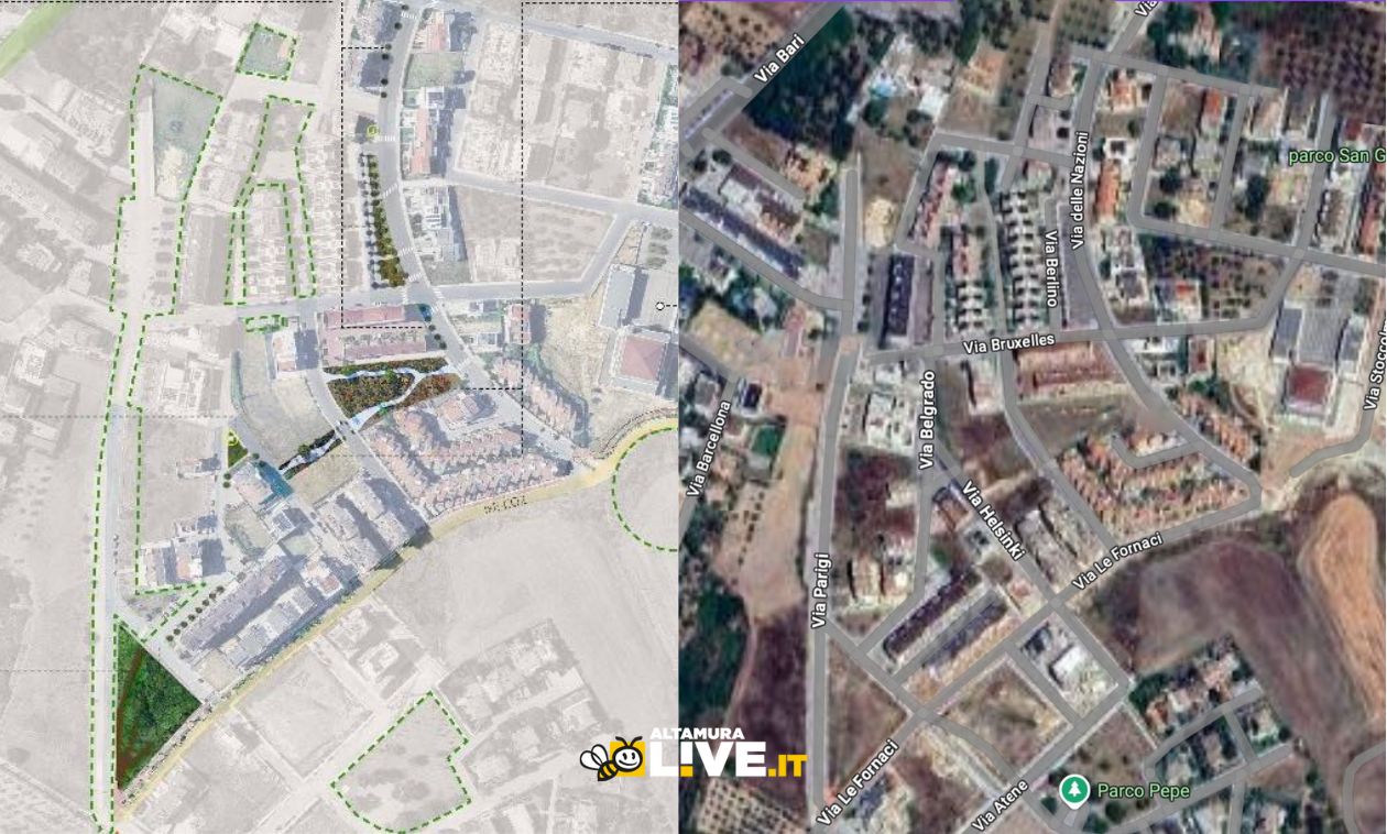A Parco San Giuliano interventi green con percorsi pedonali, aree attrezzate, arredo urbano e alberi in connessione con le Mura Megalitiche - Altamura