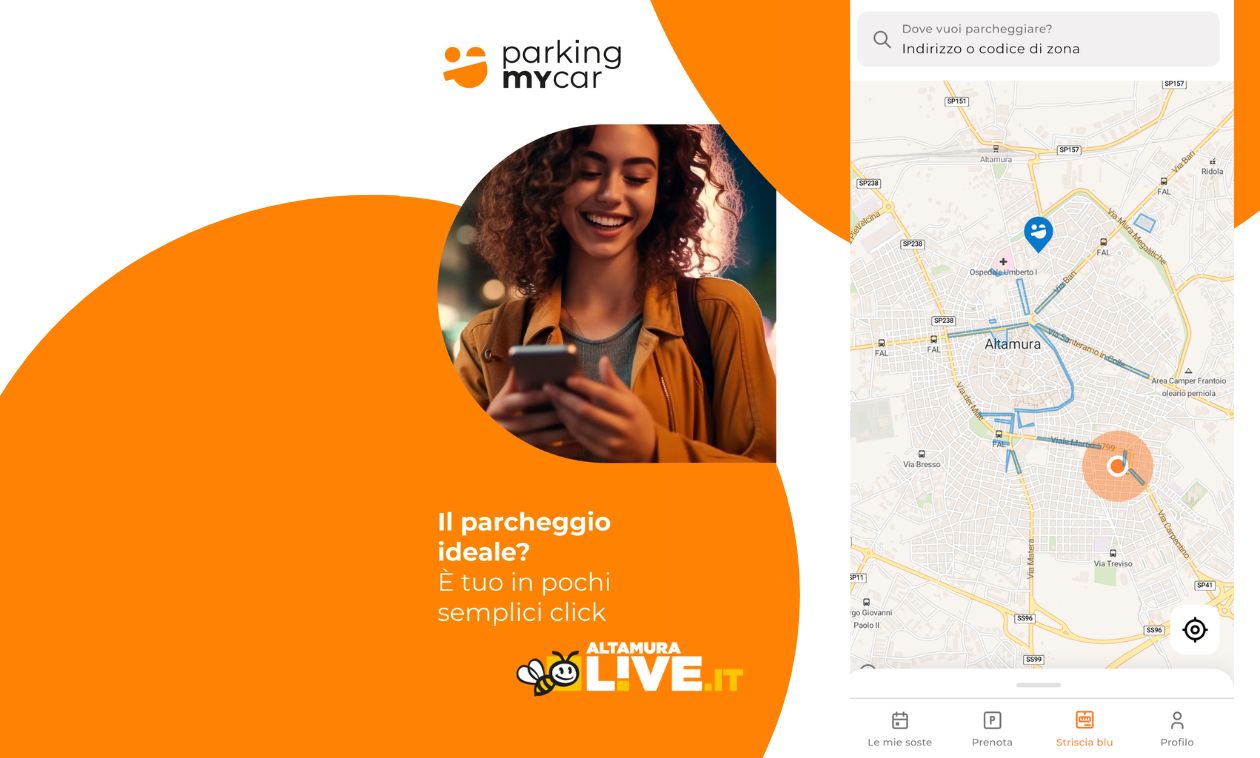 Parcheggi a pagamento ad Altamura: ora si può pagare la sosta sulle strisce blu con l’app “Parking my Car” - Altamura