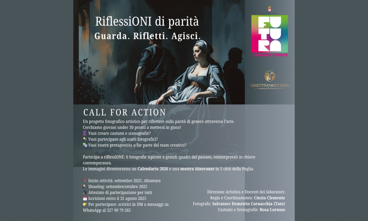 Immagine del post 10823 - Altamura Altamura, al via un progetto artistico per promuovere la parità di genere attraverso l’arte - Altamura