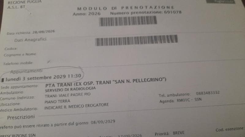 Immagine del post 25546 - Bari “Risonanza al cervello? Venga nel 2029”, il caso di una paziente 90enne: “La vita non aspetta” - Bari