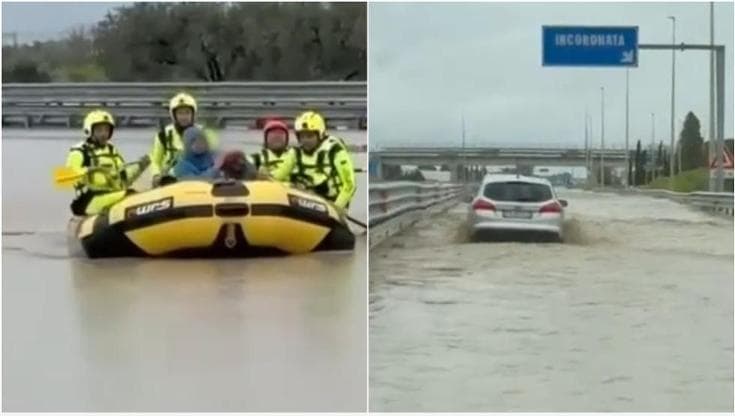 Maltempo, Foggia in emergenza: famiglie in salvo sui gommoni, strade bloccate. Allerta per le dighe - Bari