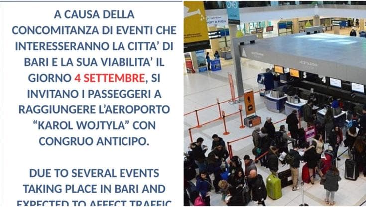 “Arrivate con 4 ore di anticipo”: l’aeroporto di Bari prepara il venerdì nero, attese 26mila persone - Bari