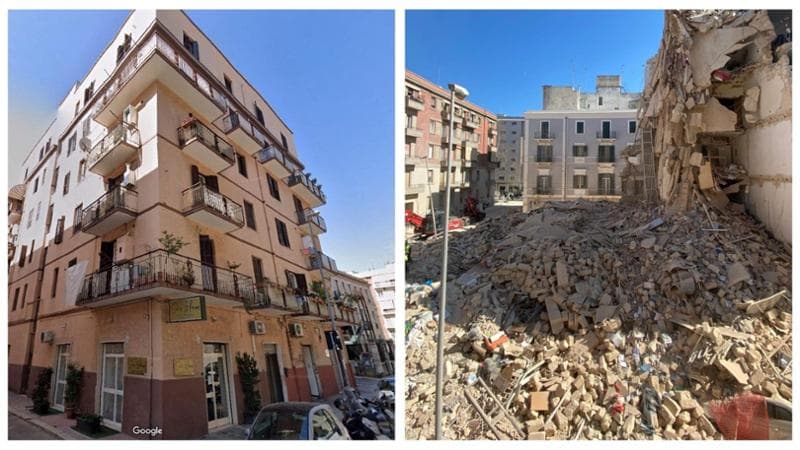 Immagine del post 3322 - Bari Com’era il palazzo crollato a Bari in via De Amicis, dove sorgeva ora resta un cratere di macerie - Bari