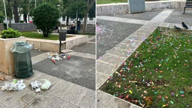 Immagine del post 25727 - Bari Bari, torna lo scempio in piazza Battisti: coriandoli e rifiuti ovunque dopo le feste per le lauree - Bari