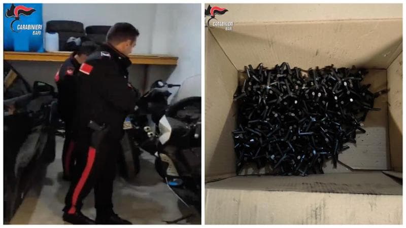 Immagine del post 19112 - Bari Auto e moto rubate scoperte in un box insieme a chiodi a tre punte, passamontagna e tute: 2 arresti - Bari
