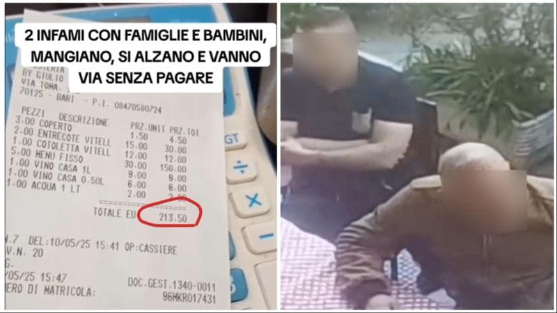 Immagine del post 7087 - Bari Bari, due famiglie via dall’osteria senza pagare 213 euro. Tommy Tedone pubblica video: “Vergogna” - Bari