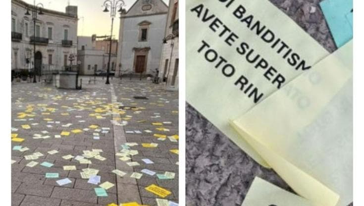 Immagine del post 13757 - Bari La piazza del paese invasa da misteriosi volantini: "Avete superato Totò Riina". Allarme in Salento - Bari