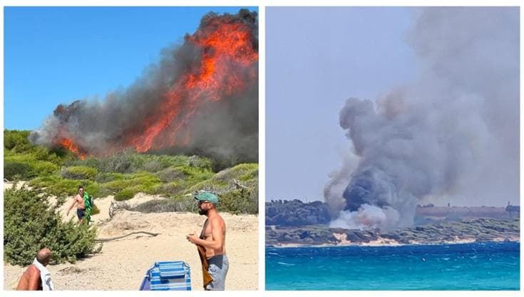 Paura a Gallipoli, fiamme e fumo nero a Punta Pizzo: decine di bagnanti in fuga. Interviene Canadair - Bari