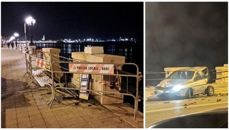 Bari, scontro fra tre auto sul lungomare: danni a ringhiera e muretto. Un ferito in codice rosso - Bari