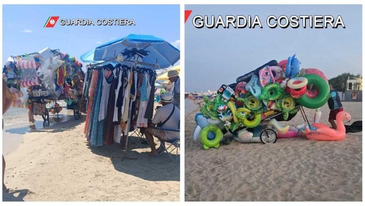 Porto Cesareo, stretta in spiaggia su tende, gazebo e venditori abusivi: multe per 22mila euro - Bari