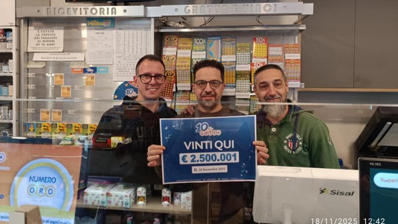 Immagine del post 14031 - Bari Vincita da 2,5 milioni a Santeramo al 10 e lotto con giocata da 4 euro. “Siamo un negozio fortunato” - Bari
