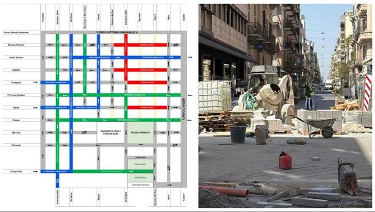 La mappa dei cantieri nel centro di Bari tra Brt e via Argiro: settimana di fuoco. “Evitate l'auto” - Bari