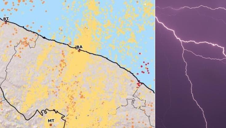 Maltempo, una tempesta di fulmini sulla Puglia: oltre 15mila registrati in un’ora - Bari
