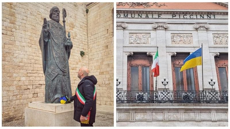 Immagine del post 2604 - Bari Anniversario guerra, la bandiera ucraina sul Comune di Bari. E il sindaco porta fiori a san Nicola - Bari