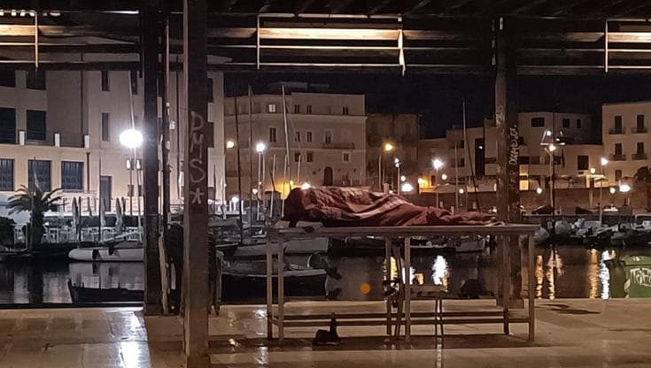 Immagine del post 15351 - Bari Un senzatetto dorme sulla bancarella del pesce, la foto che racconta l’altro lato del Natale a Bari - Bari