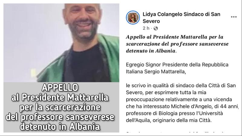 Prof in carcere da un mese in Albania: appello a Mattarella della sindaca di San Severo - Bari