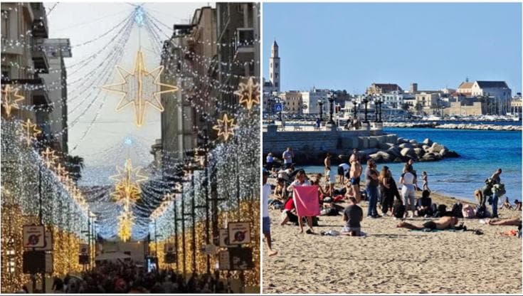 Immagine del post 13296 - Bari Spiaggia affollata di bagnanti e luminarie di Natale in centro: a Bari non solo il clima è pazzo - Bari