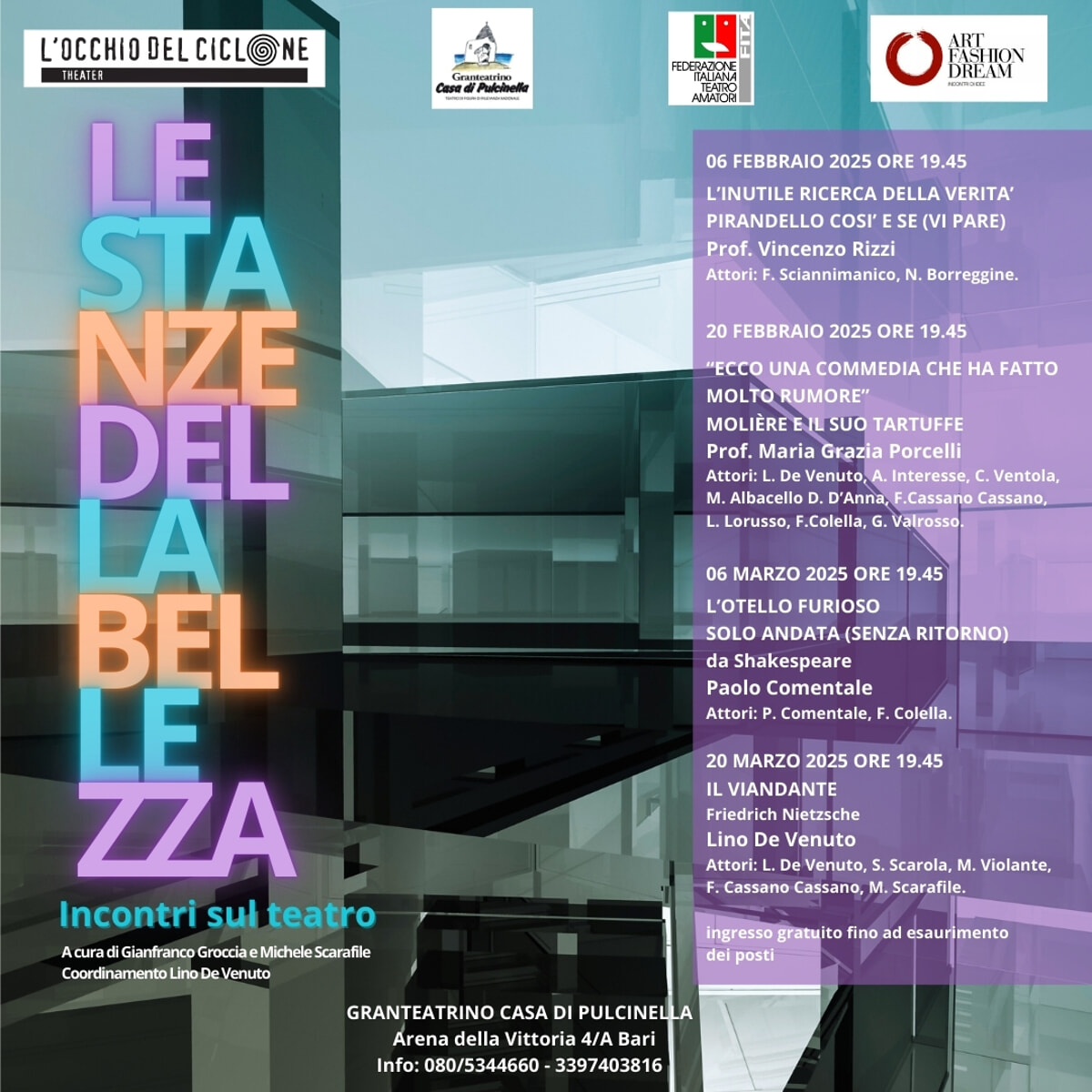 Immagine del post 1357 - Bari Le stanze della bellezza, lezioni di teatro ad ingresso gratuito alla Casa di Pulcinella - Bari