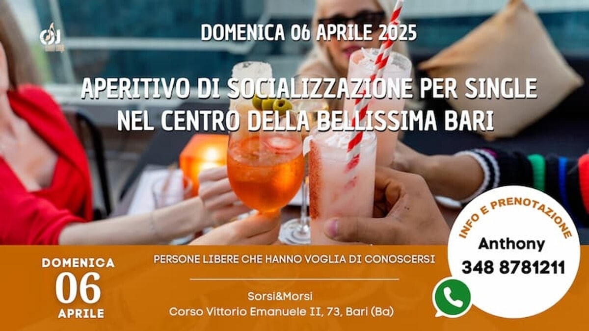 Immagine del post 3444 - Bari Aperitivo di socializzazione per single nel centro della bellissima Bari - Bari