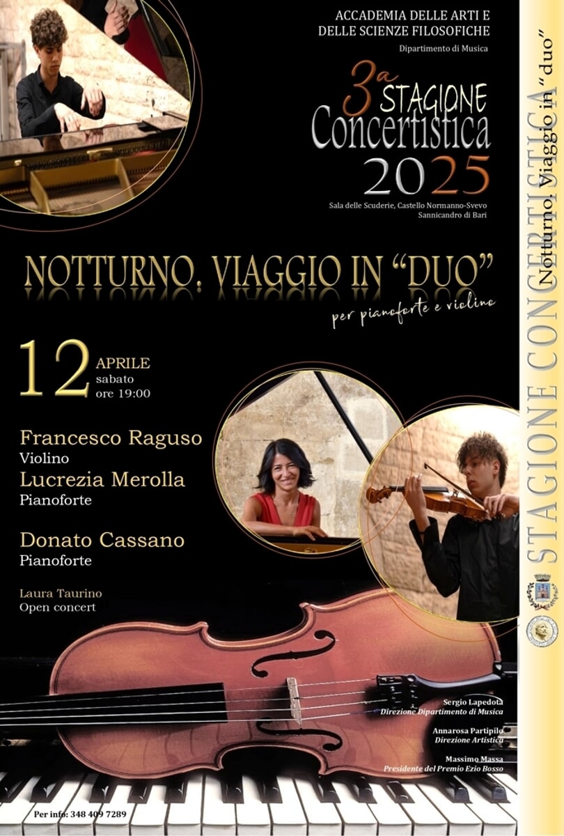 Immagine del post 5355 - Bari Concerto notturno per pianoforte e violino. Viaggio in "Duo" - Bari