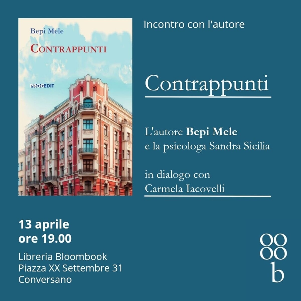 Immagine del post 5520 - Bari Presentazione del romanzo Contrappunti, di Bepi Mele - incontro con l'autore - Bari