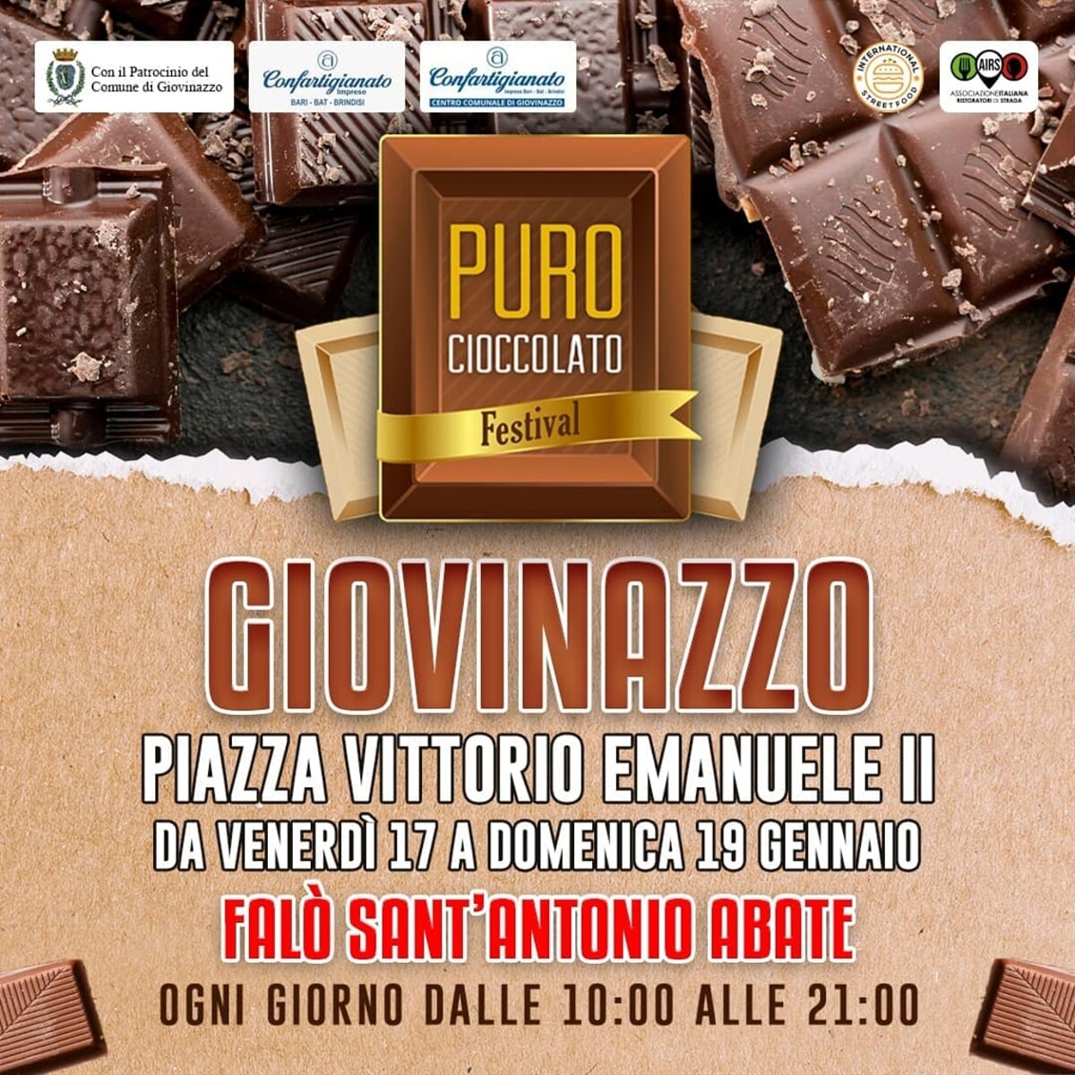 Immagine del post 708 - Bari Terza edizione del 'Puro cioccolato festival' a Giovinazzo dal 17 al 19 gennaio 2025 - Bari
