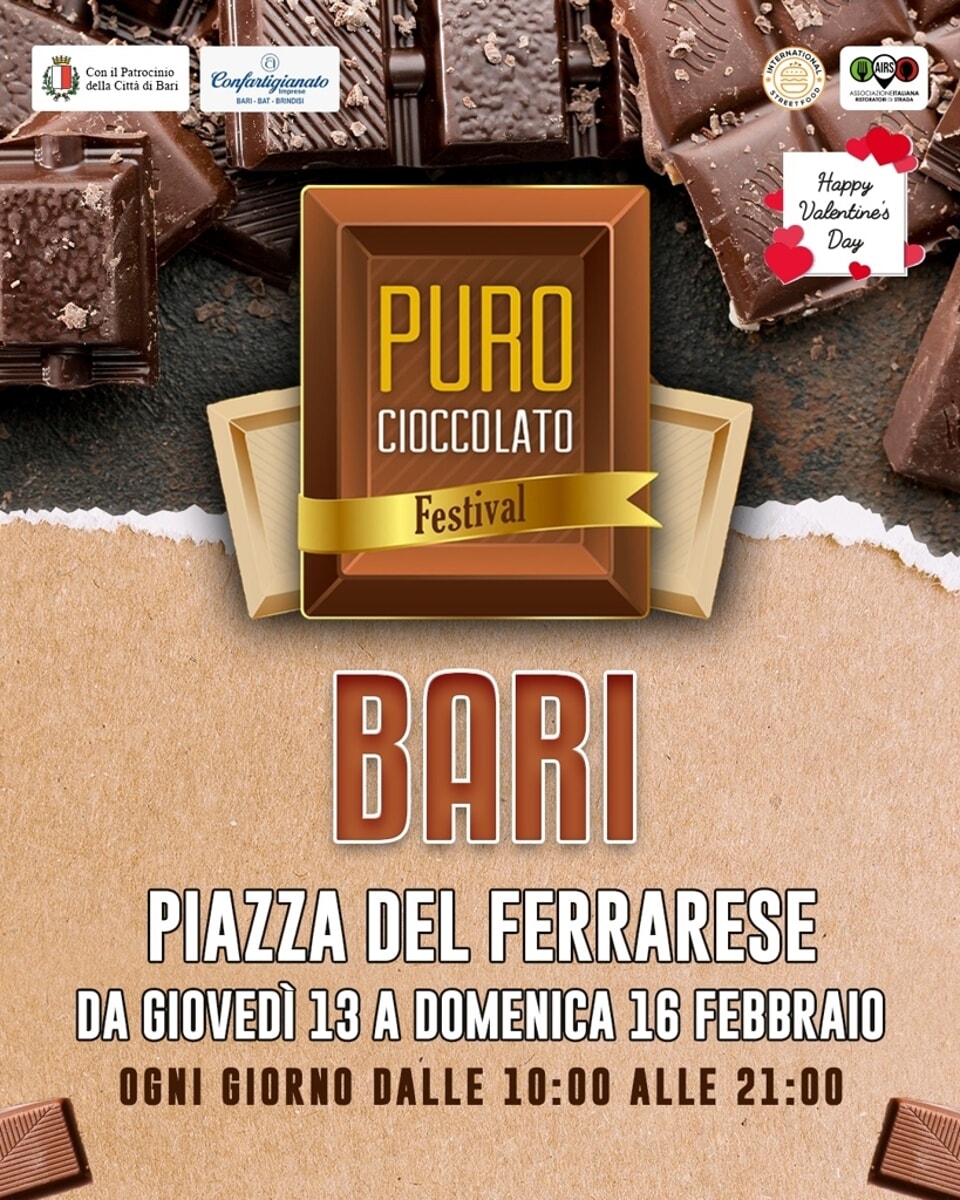 Terza edizione del puro cioccolato festival a Bari dal 13 al 16 febbraio 2025 - Bari