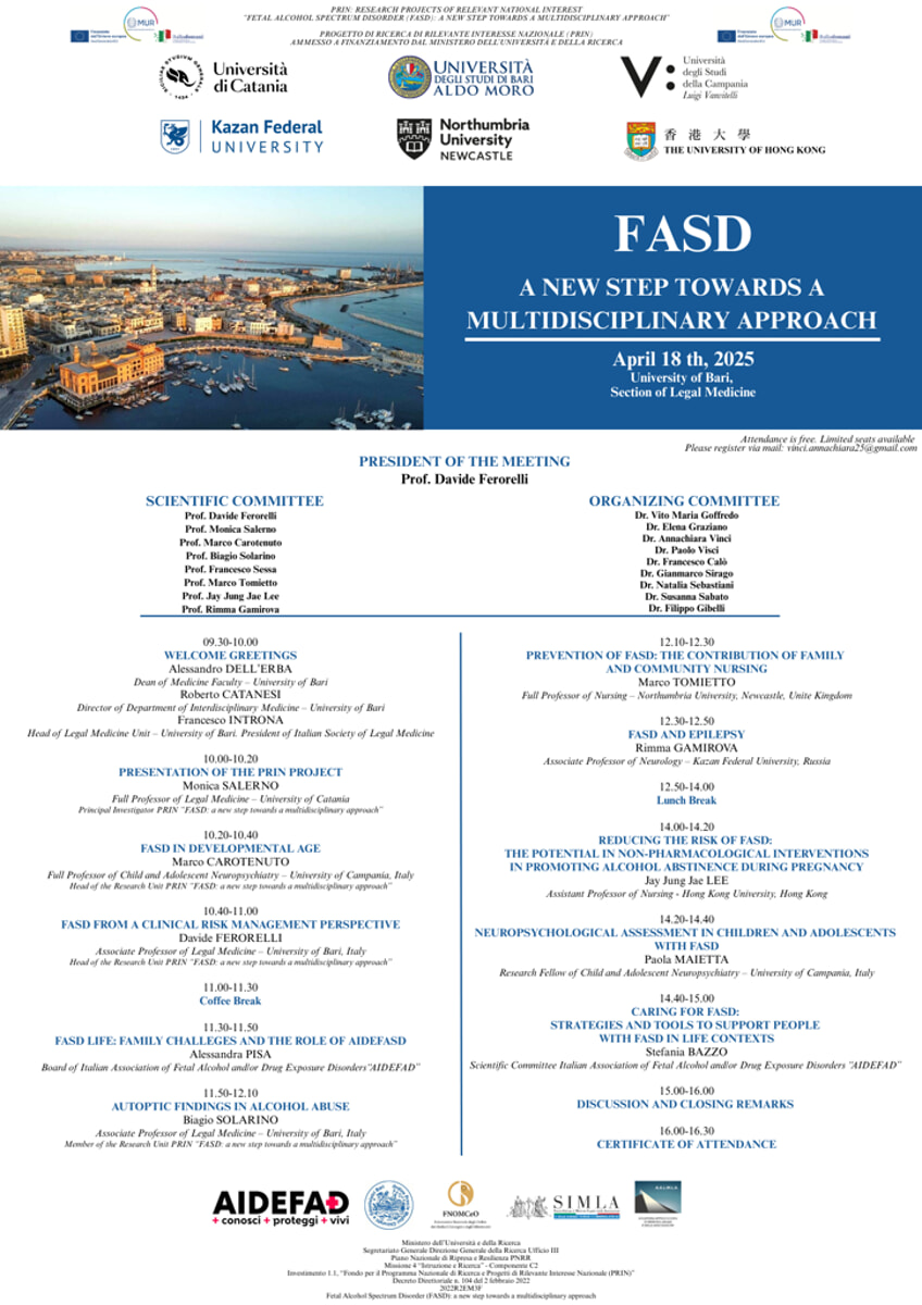 Immagine del post 6048 - Bari Uso e abuso di alcol durante la gravidanza ed effetti sul feto: se ne discute venerdì a Bari all'Istituto di medicina legale - Bari