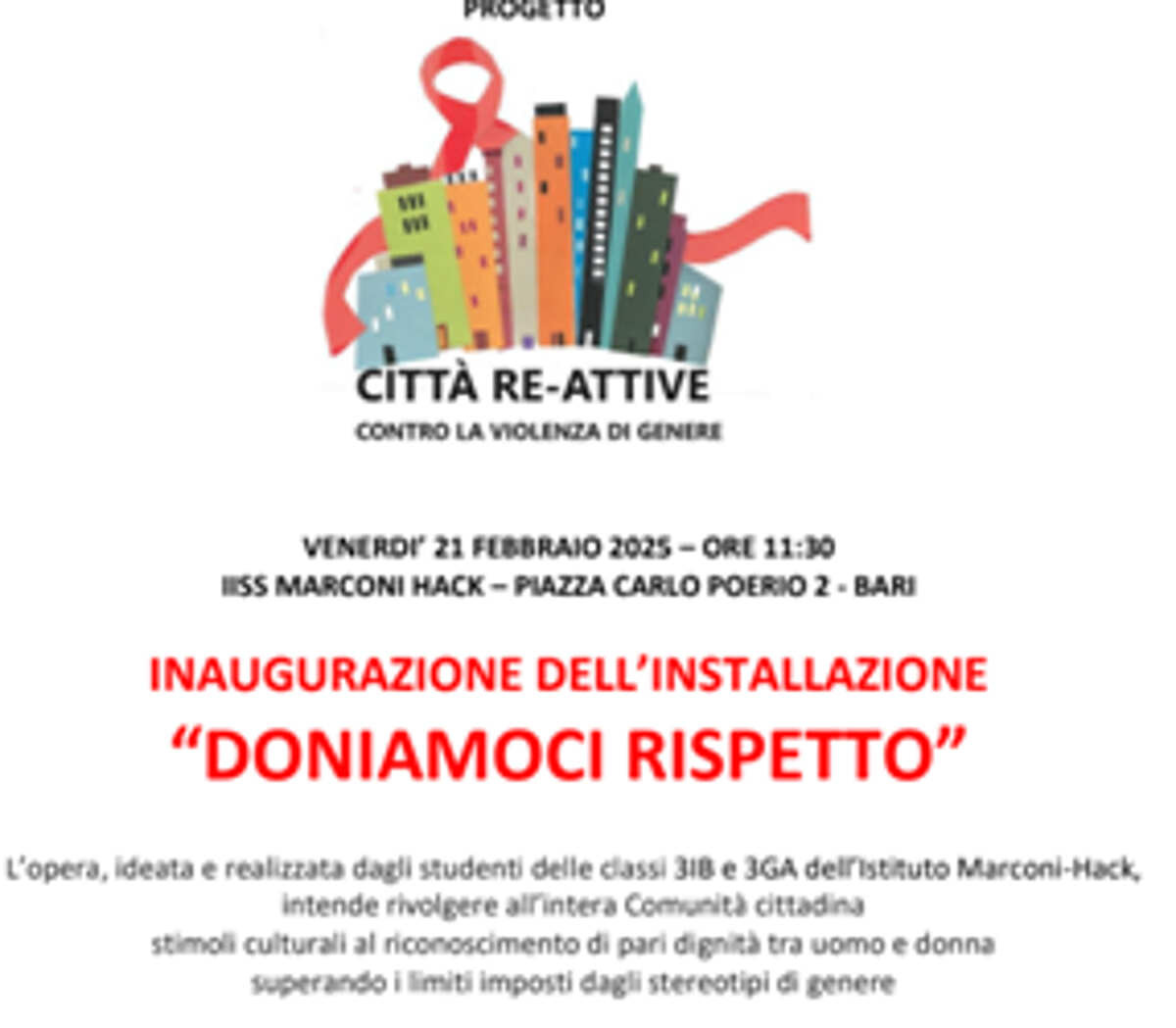 Immagine del post 2365 - Bari Inaugurazione dell'installazione "Doniamoci Rispetto" - Bari
