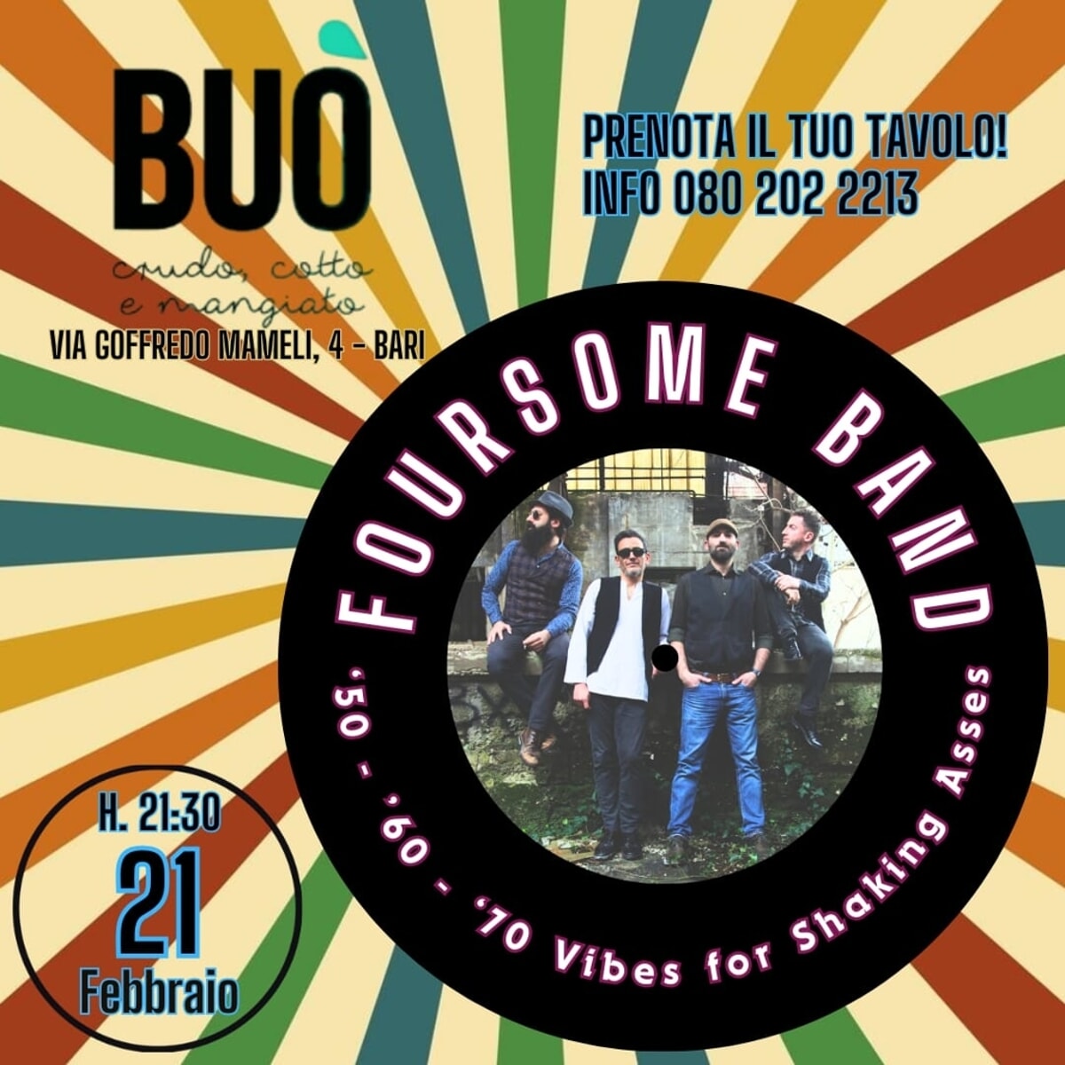 Musica dal vivo dei Foursome blues da Buò - Bari