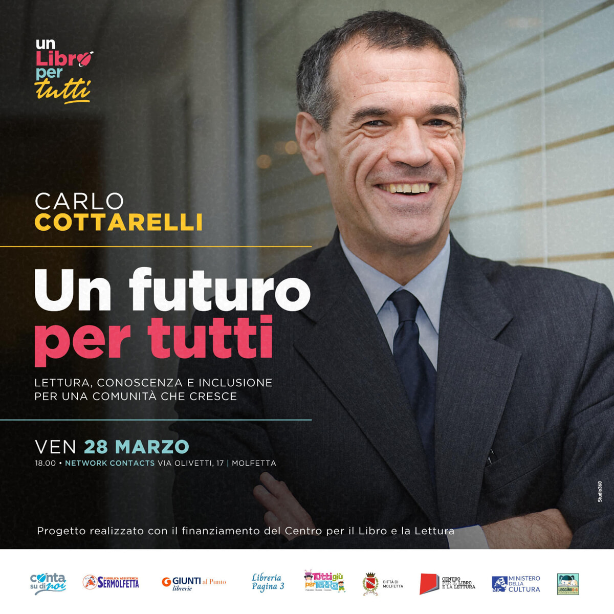 Carlo Cottarelli a Molfetta per l'evento di chiusura del progetto "Un libro per Tutti" - Bari