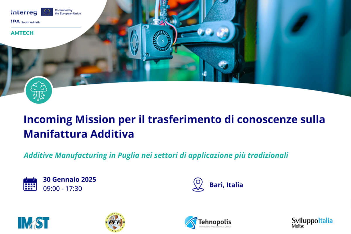 La manifattura additiva in Puglia nei settori di applicazione più tradizionali: seconda incoming mission a Bari - Bari