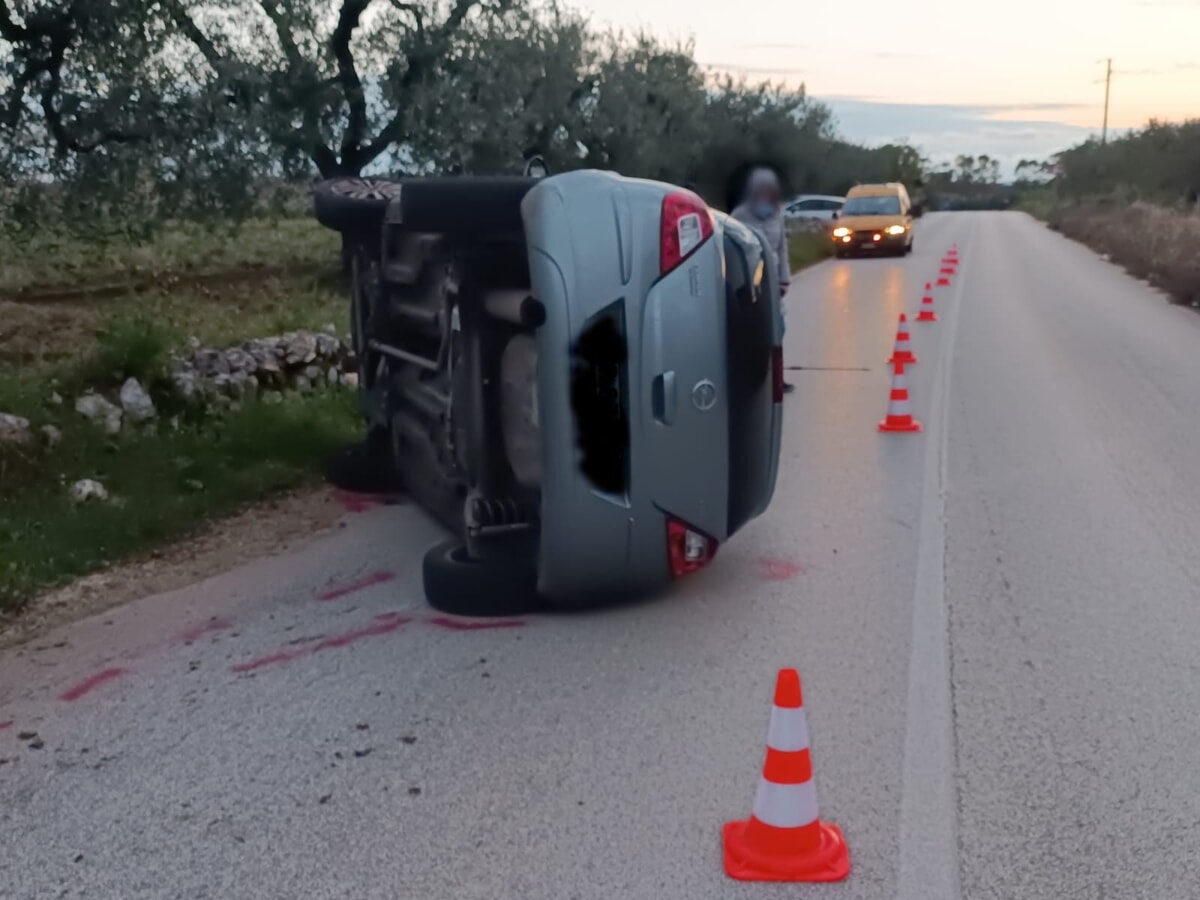 Immagine del post 4981 - Bari Incidente nelle vicinanze di Acquaviva: auto si ribalta e termina la corsa sulla carreggiata - Bari