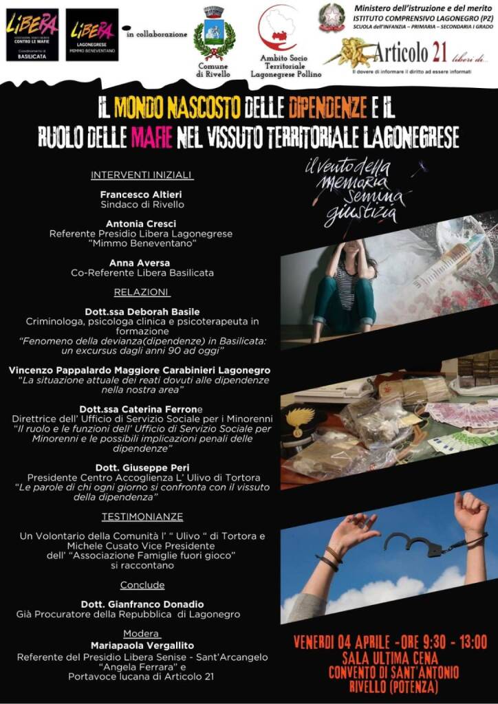 Immagine del post 5054 - Basilicata “Il mondo nascosto delle dipendenze e il ruolo delle mafie nel vissuto territoriale Lagonegrese” - Basilicata