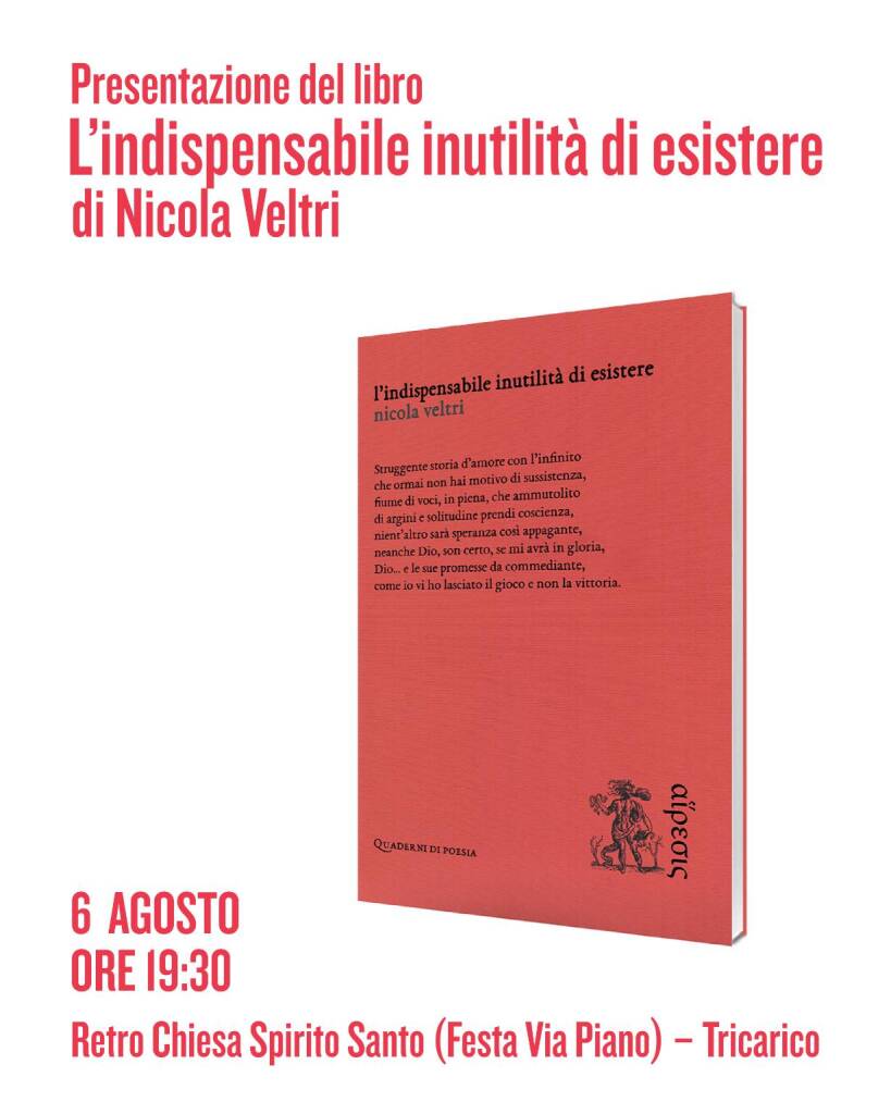 L’insostenibile inutilità di esistere, il libro di poesie di Nicola Veltri - Basilicata