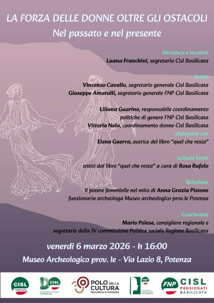 Immagine del post 17800 - Basilicata La forza delle donne oltre gli ostacoli: gli eventi della Cisl Basilicata - Basilicata