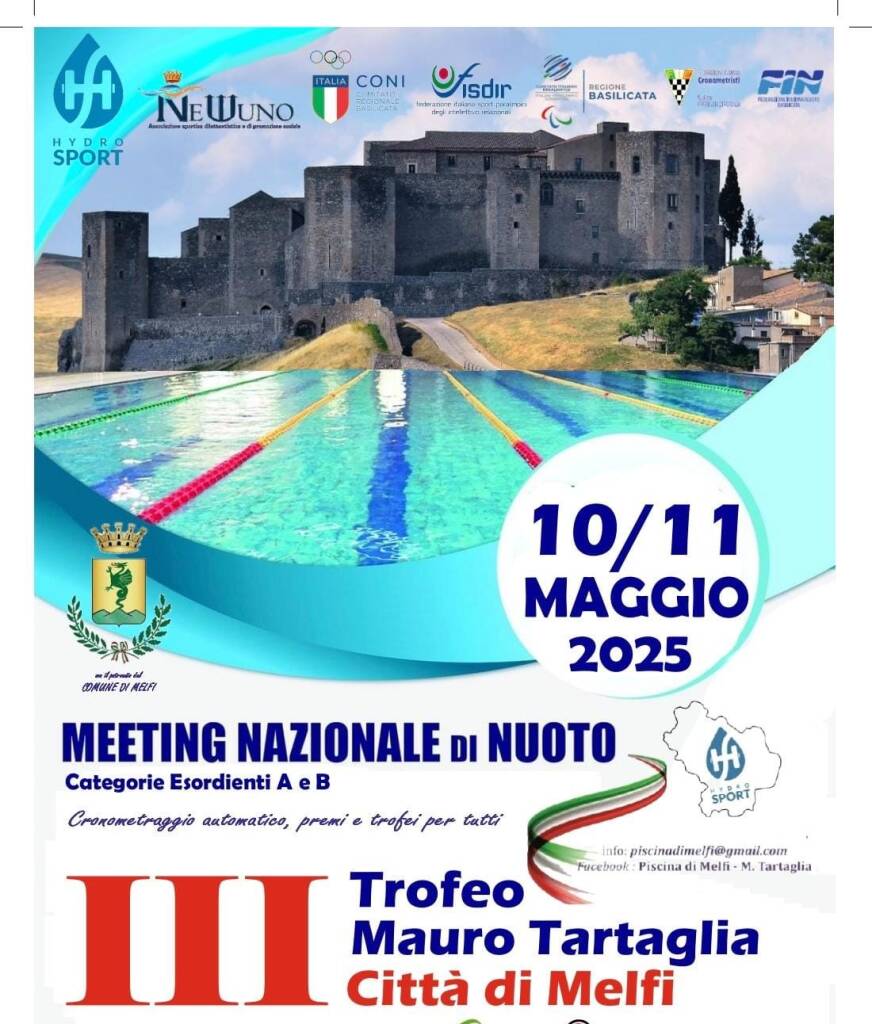 A Melfi  il terzo Meeting nazionale di nuoto trofeo “Mauro Tartaglia” - Basilicata