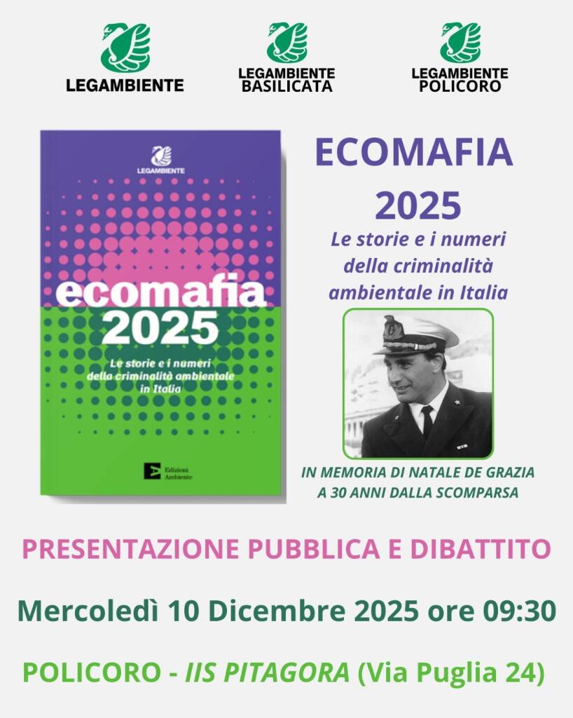 Immagine del post 14731 - Basilicata Ecomafia 2025: i dati dell’illegalità ambientale in Basilicata - Basilicata