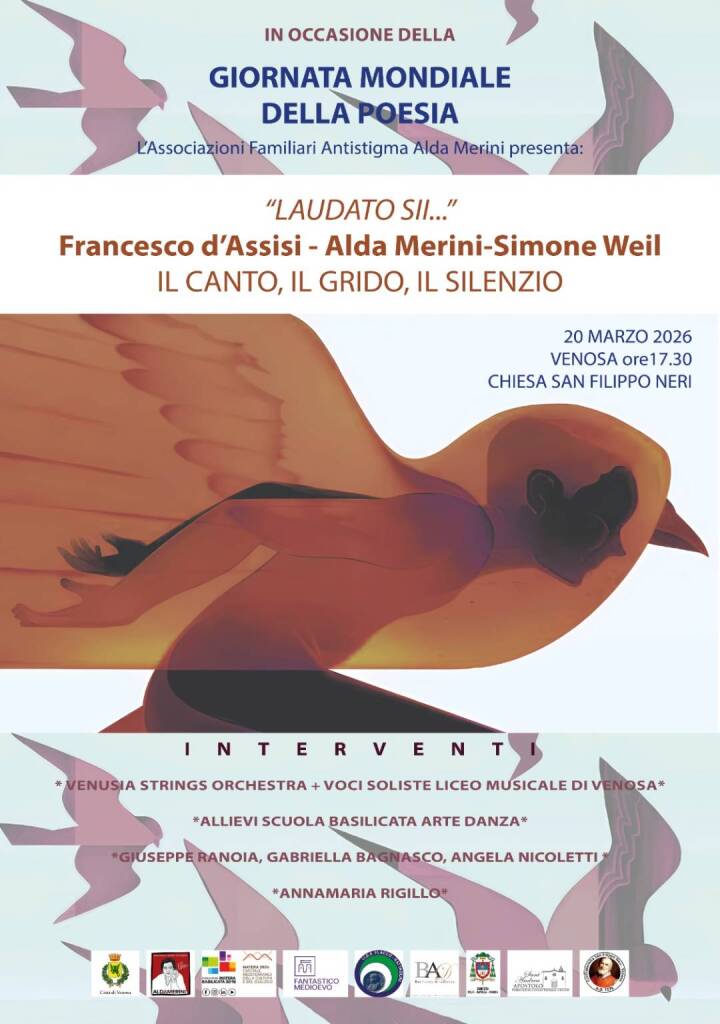 Immagine del post 18075 - Basilicata Francesco D’Assisi, Alda Merini e Simone Weil protagonisti della Giornata della Poesia a Venosa - Basilicata
