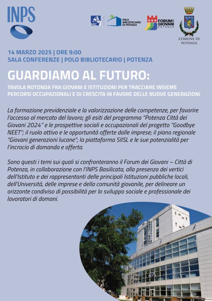 Immagine del post 3540 - Basilicata Guardiamo al futuro, a Potenza una tavola rotonda tra giovani e istituzioni - Basilicata
