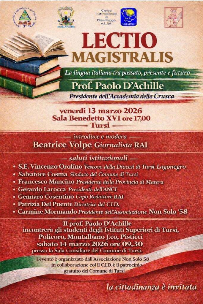 La lingua italiana tra passato, presente e futuro: Lectio Magistralis del professore Paolo D’Achille - Basilicata