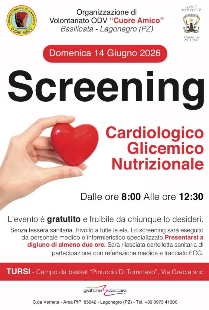 A Tursi screening cardiologico, nutrizionale e glicemico gratuito - Basilicata