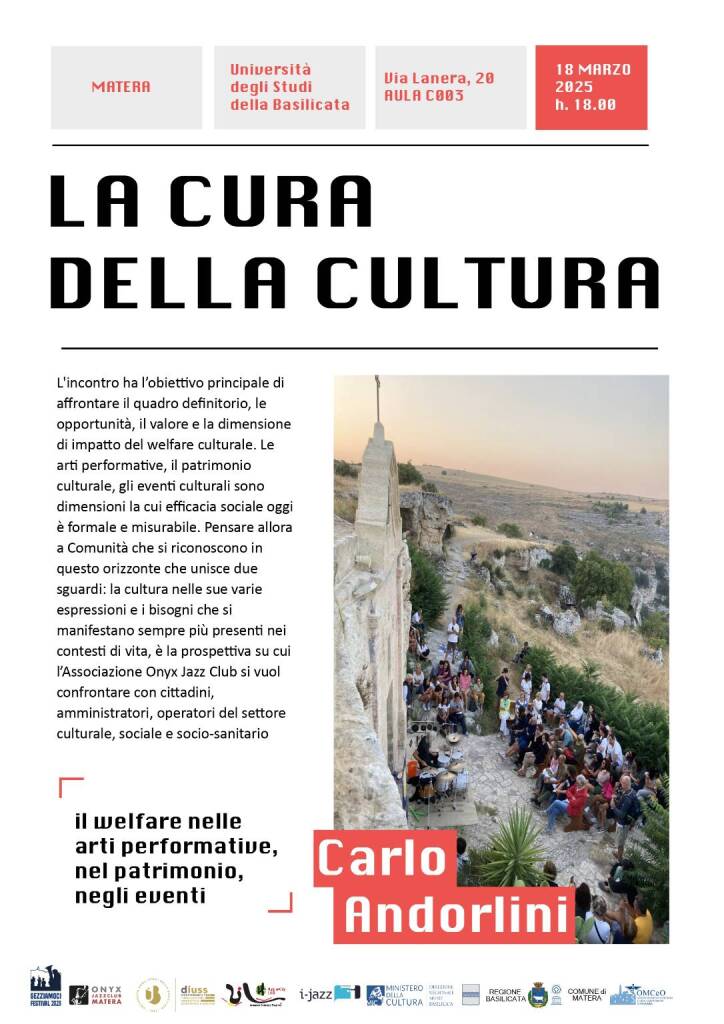 Immagine del post 3838 - Basilicata La cura della cultura, a Matera un incontro con Carlo Andorlini - Basilicata