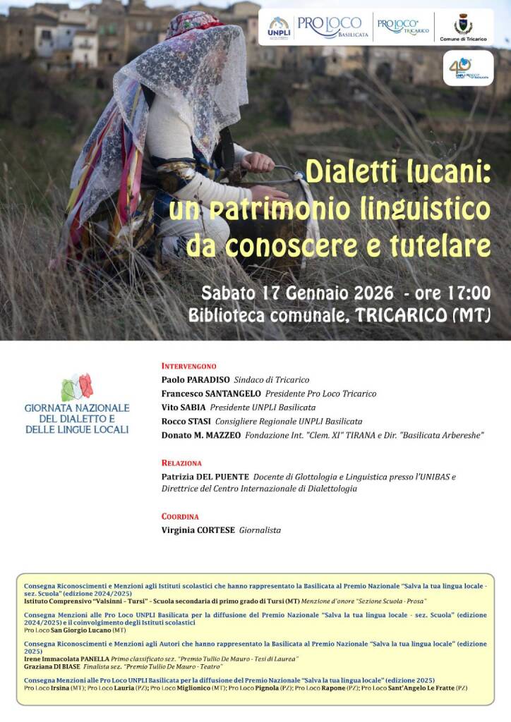 Giornata nazionale del Dialetto e delle lingue locali, un incontro pubblico a Tricarico - Basilicata