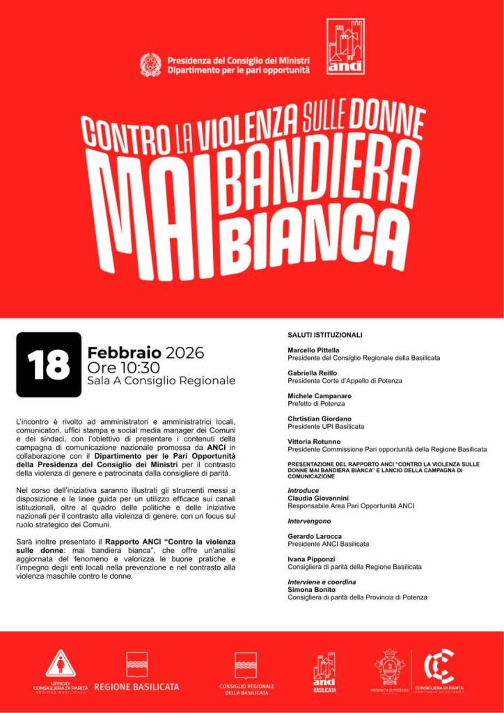 “Contro la violenza sulle donne: mai bandiera bianca” - Basilicata