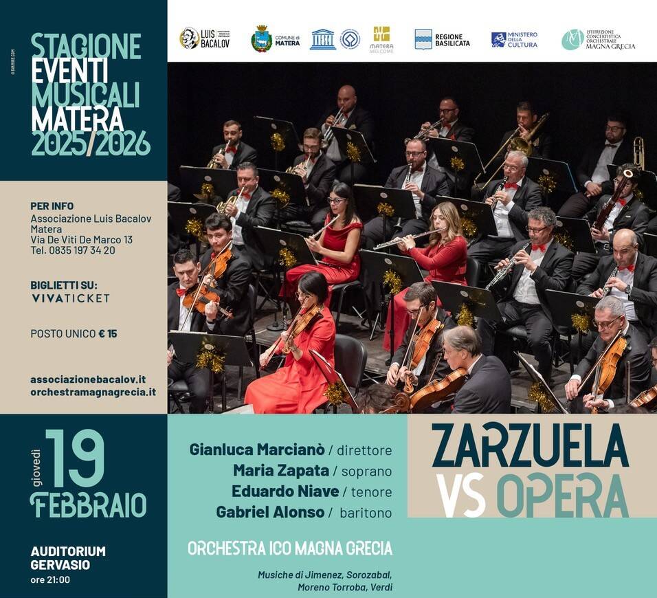 Immagine del post 17255 - Basilicata “Zarzuela vs Opera”: a Matera un concerto tra tradizione spagnola e lirica italiana - Basilicata