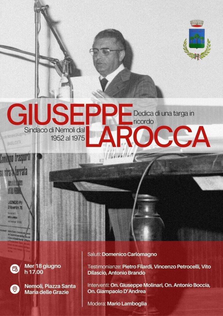 A Nemoli una targa in memoria di Peppino Larocca - Basilicata